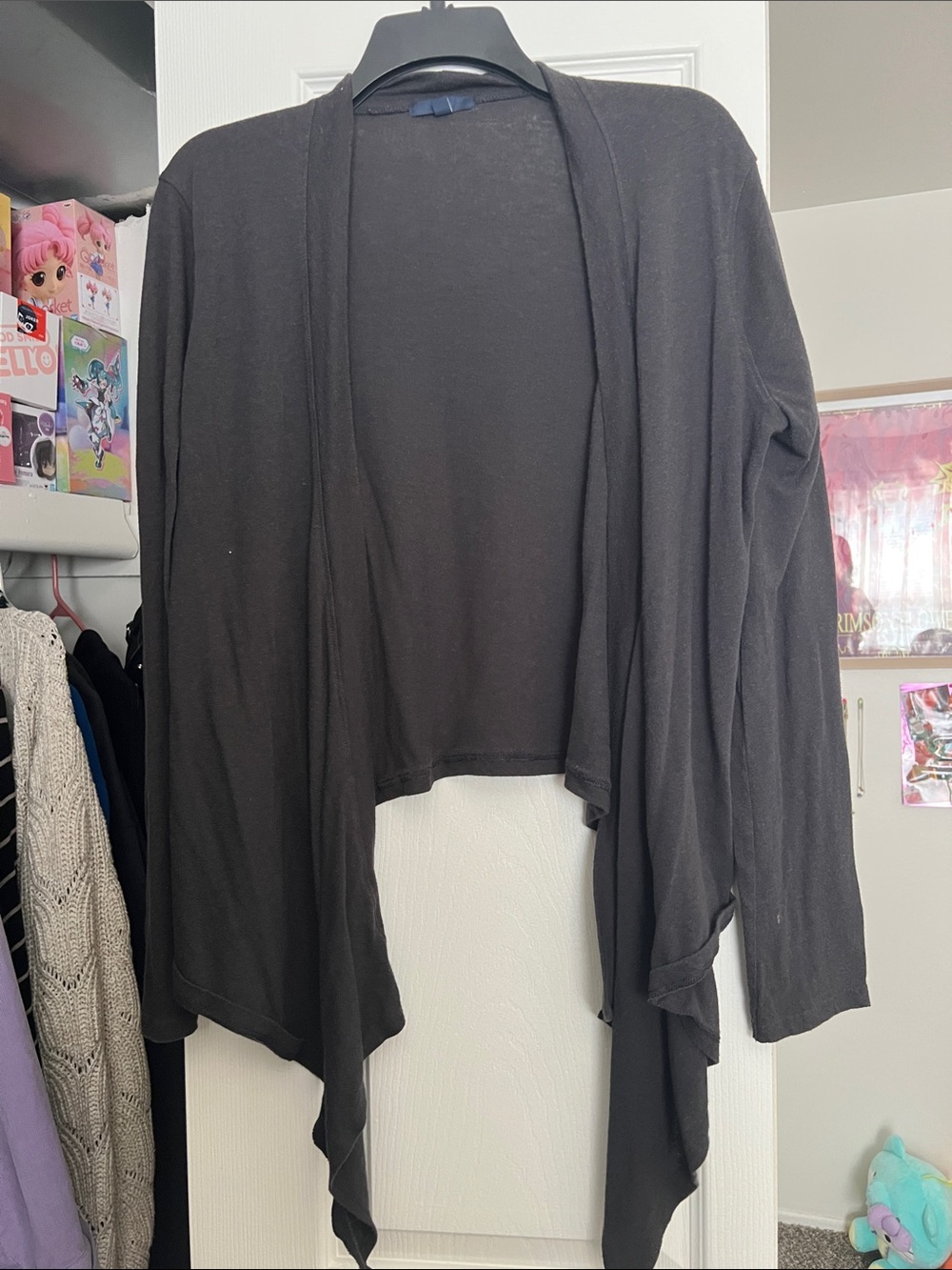 Women’s Dark Grey The Gap Open-Front Draped Cardigan